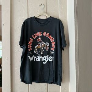 NEW FREE PEOPLE WRANGLER BLACK W/PRINT BOYFRIEND T SHIRT TOP WOW M